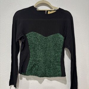 TOGA ARCHIVES Green/Black Texture Corset Long Sleeve Top